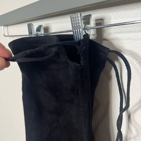 Stuart Weitzman Jocey Stretch Suede Black Tall Flat Boots Over the Knee Sz 8.5 - Picture 5 of 9